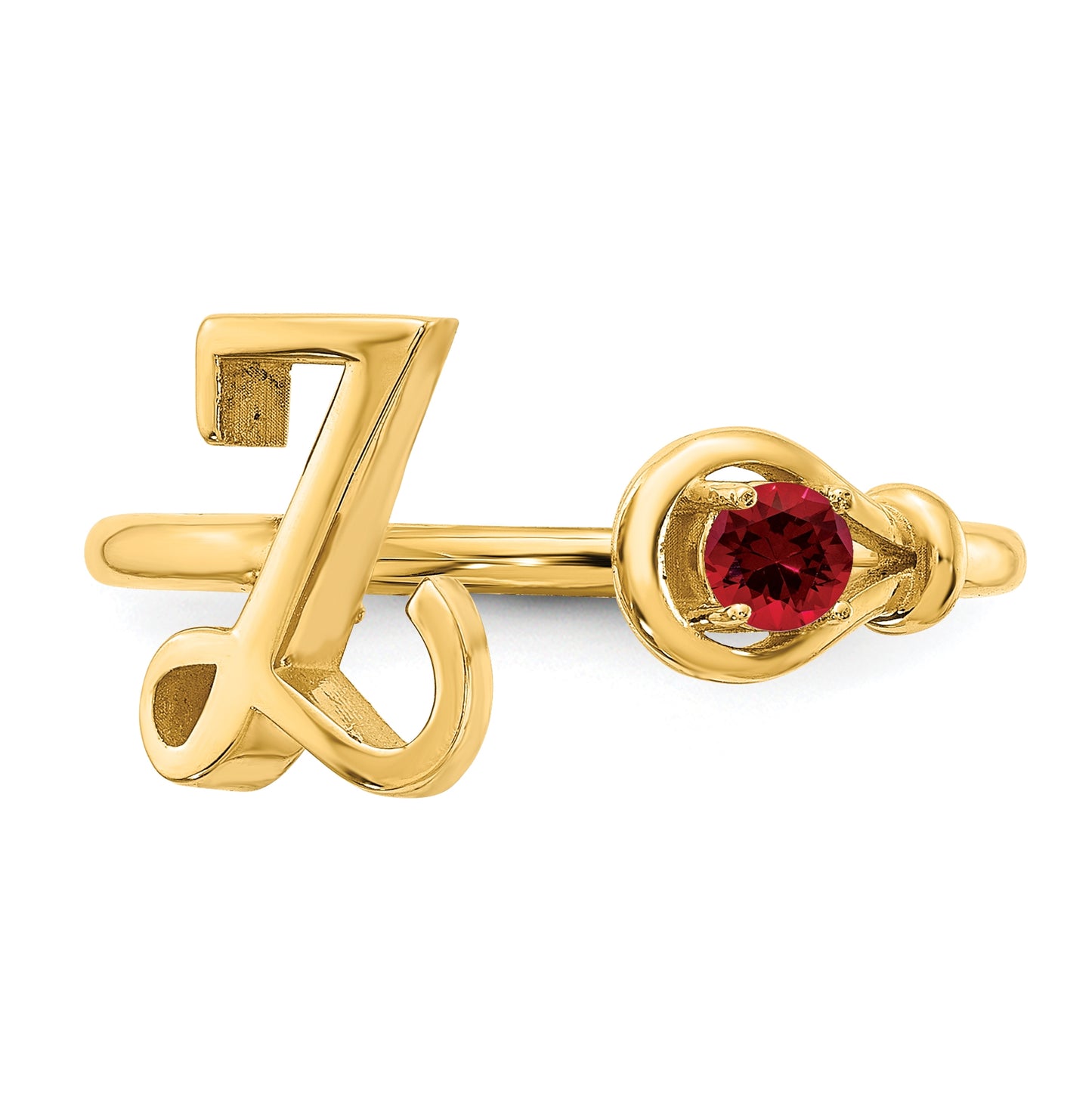 14K Yellow Gold Letter Z with Birthstone Rings, Size 7