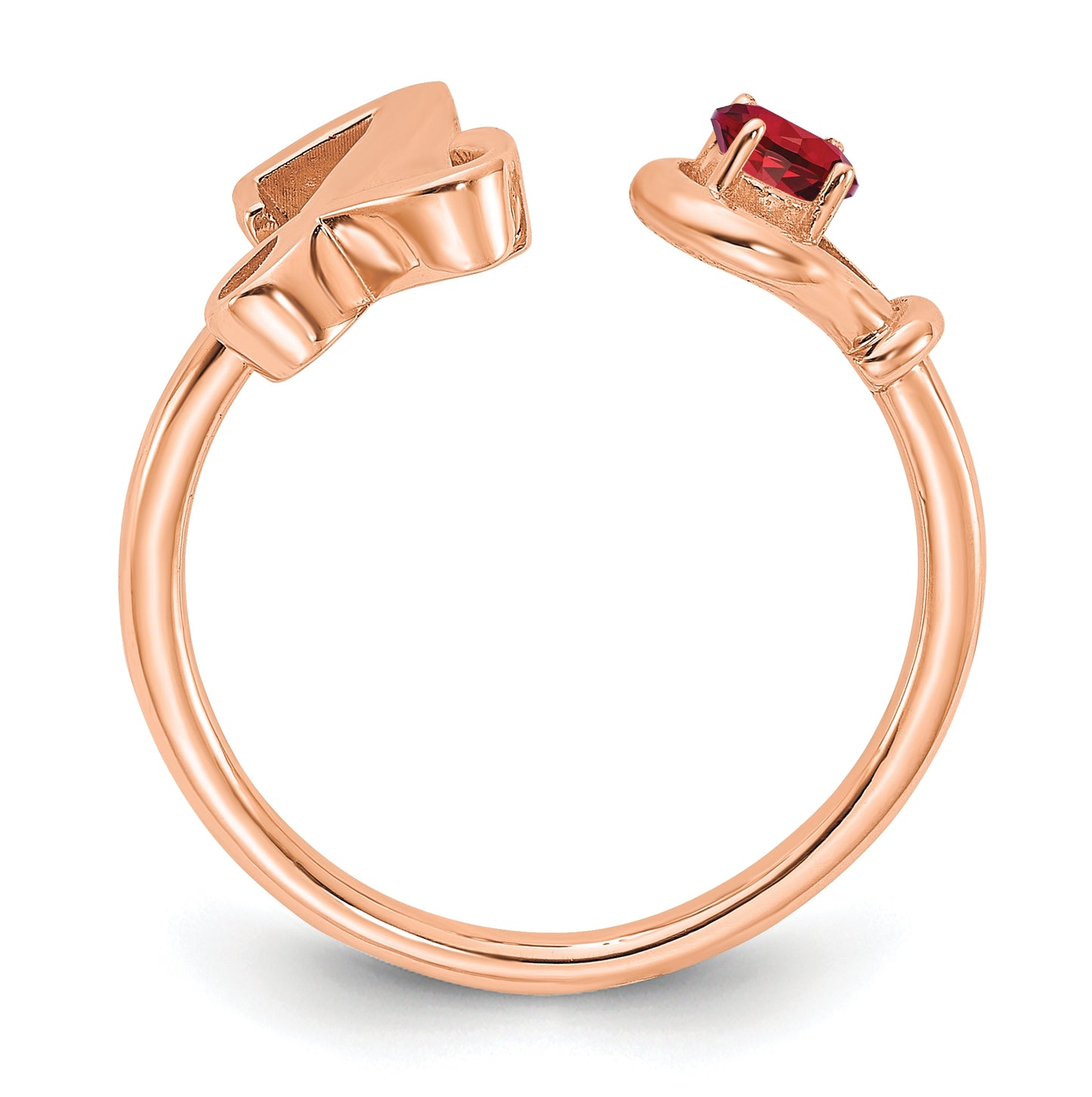 Sterling Silver Rose Gold-plated Letter Y with Birthstone Ring, Size 8