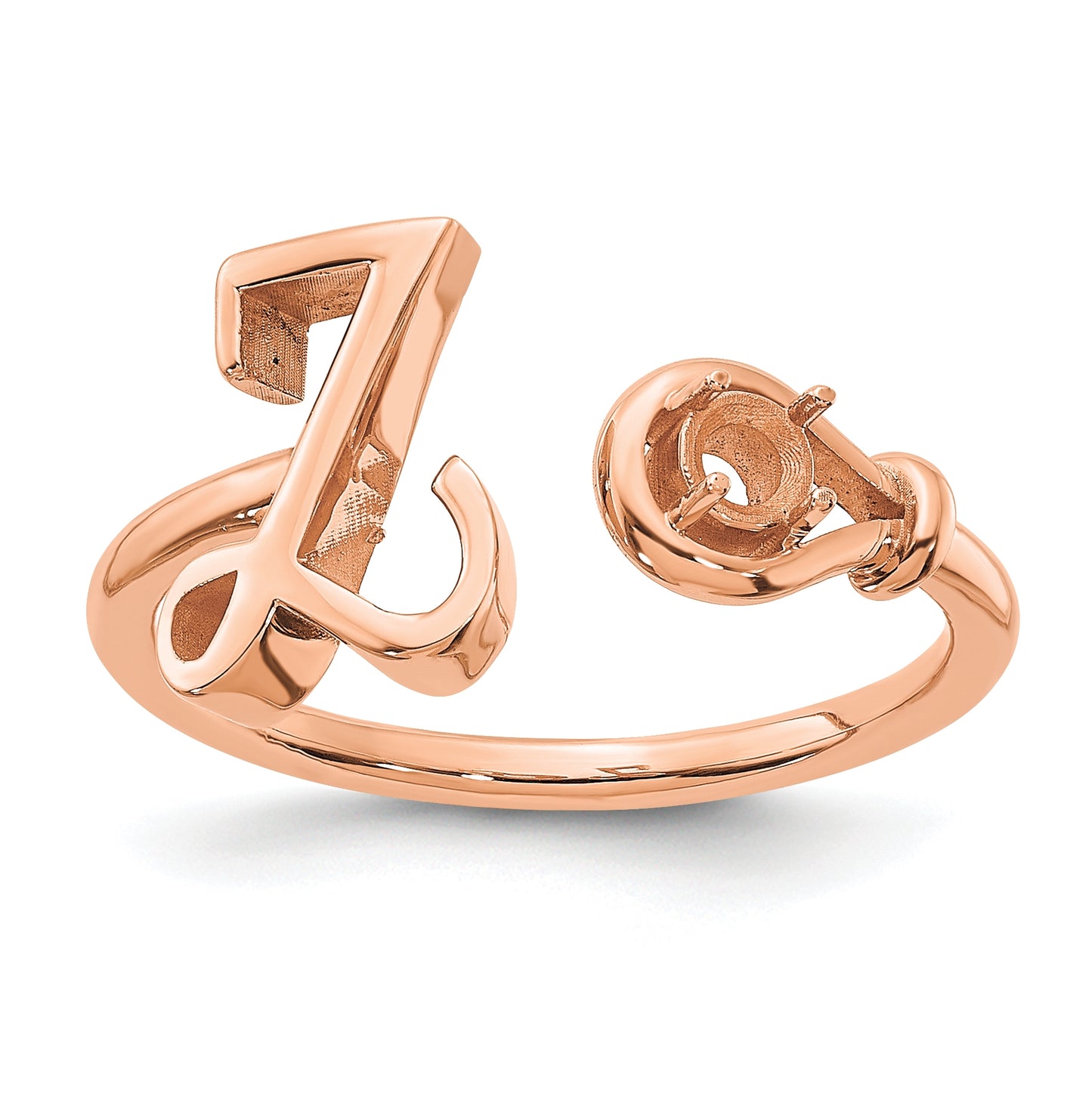 Sterling Silver Rose Gold-plated Letter Y with Birthstone Ring, Size 8