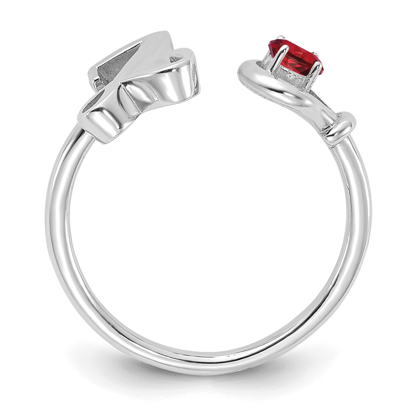 14K White Gold Letter Z with Birthstone Rings, Size 7