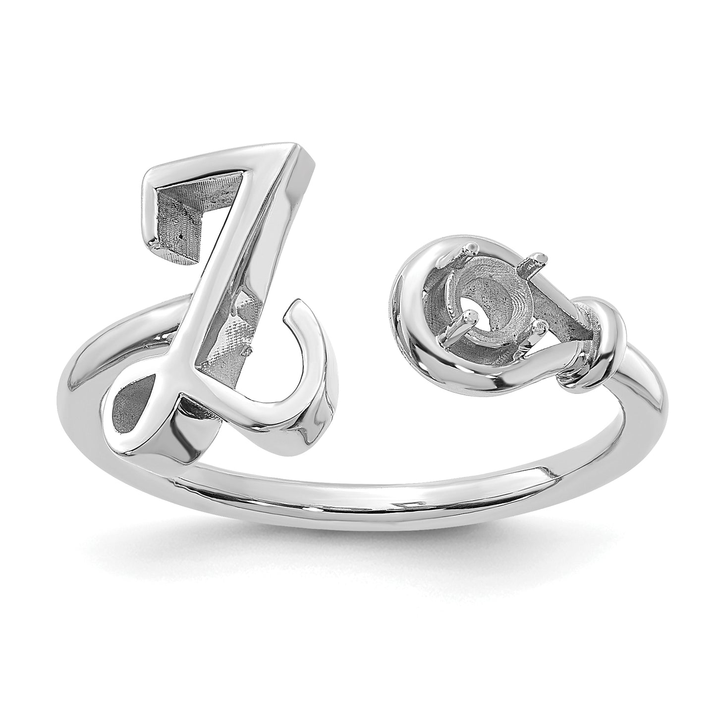 Sterling Silver Rhodium plated Letter Z with Birthstone Rings, Size 7