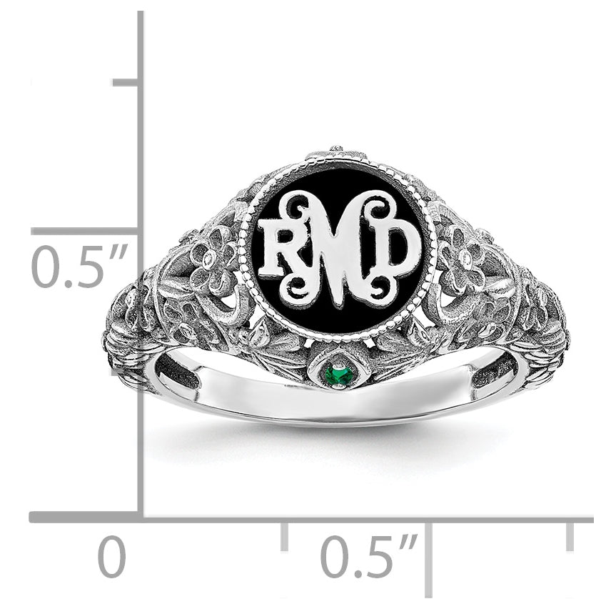 Sterling Silver Rhodium plated Filigree with 1.5mm Birthstone Enameled Mono