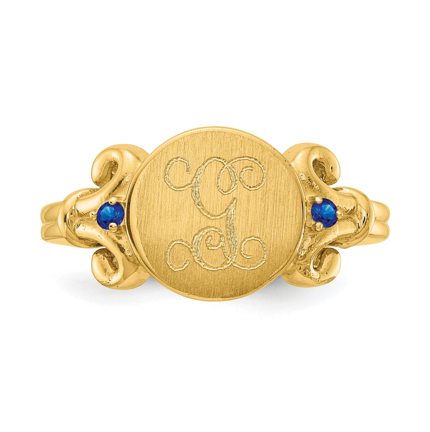 Sterling Silver Gold Plated Fancy Initial with Birthstones Rings, Size 6