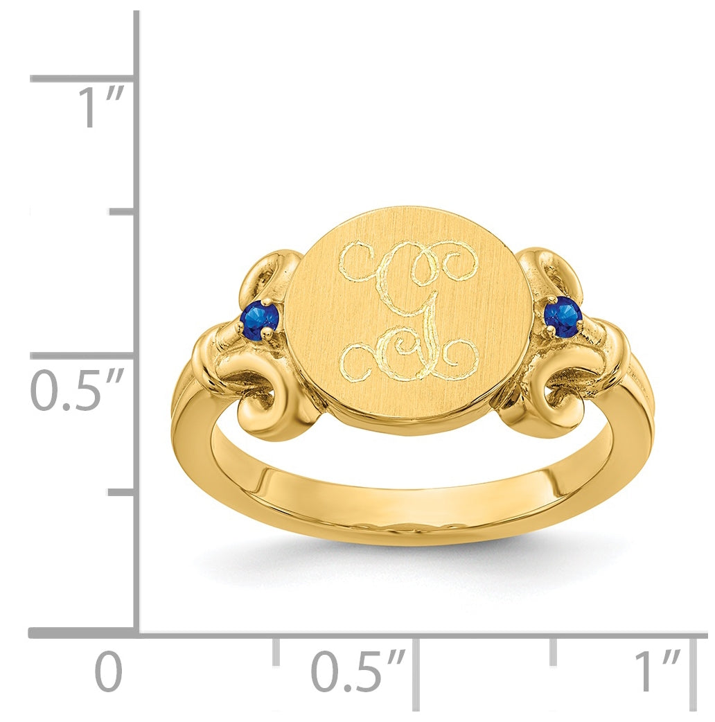 Sterling Silver Gold Plated Fancy Initial with Birthstones Rings, Size 6