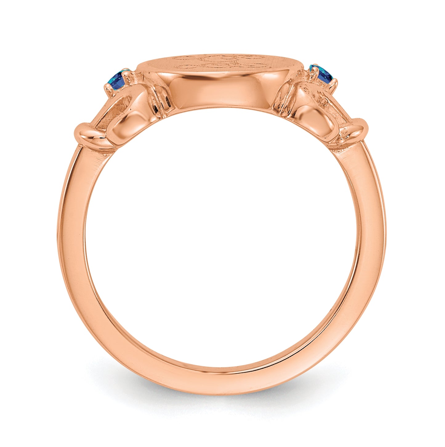 Sterling Silver Rose Gold plated Fancy Initial with Birthstones Ring, Size 8
