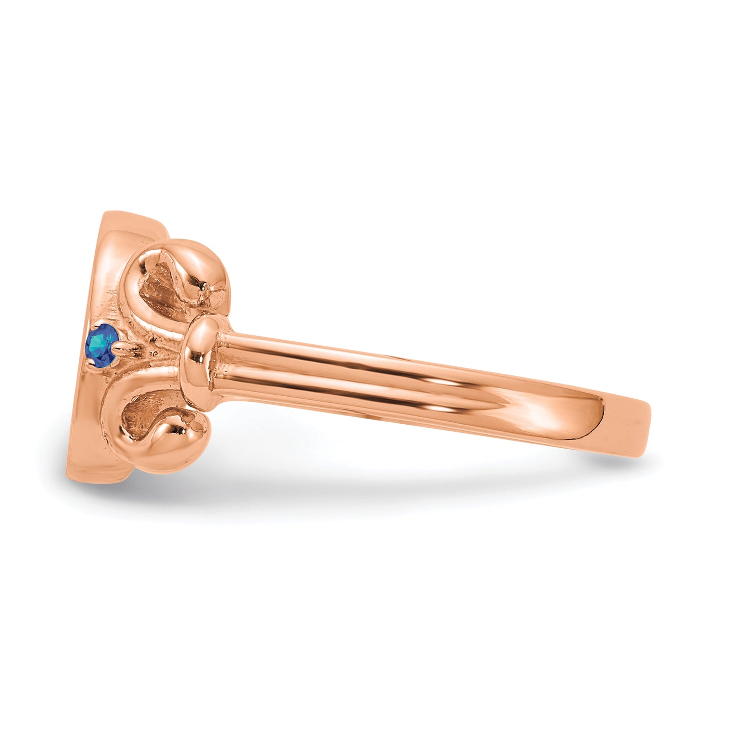 Sterling Silver Rose Gold plated Fancy Initial with Birthstones Ring, Size 8