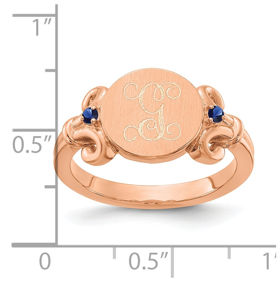 Sterling Silver Rose Gold plated Fancy Initial with Birthstones Ring, Size 8