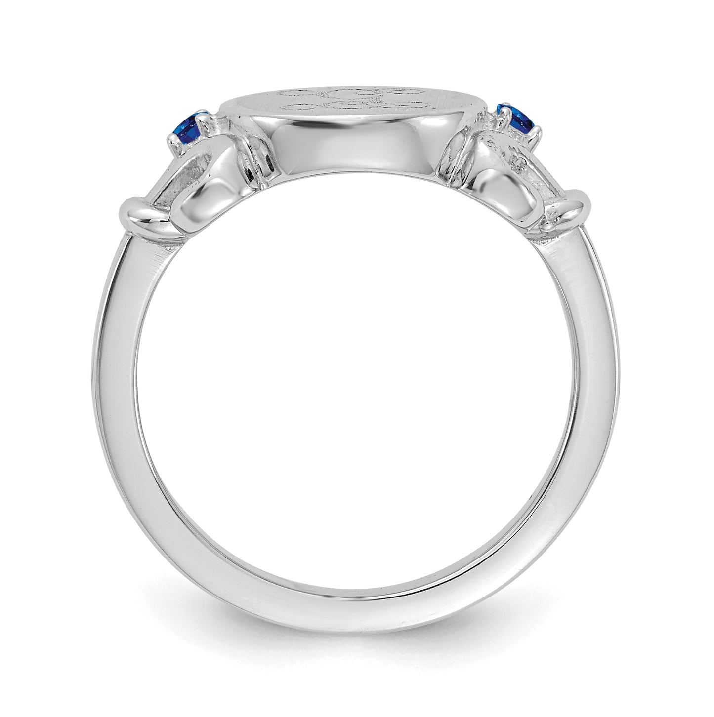 Sterling Silver Rhodium plated Fancy Initial with Birthstone Ring, Size 7