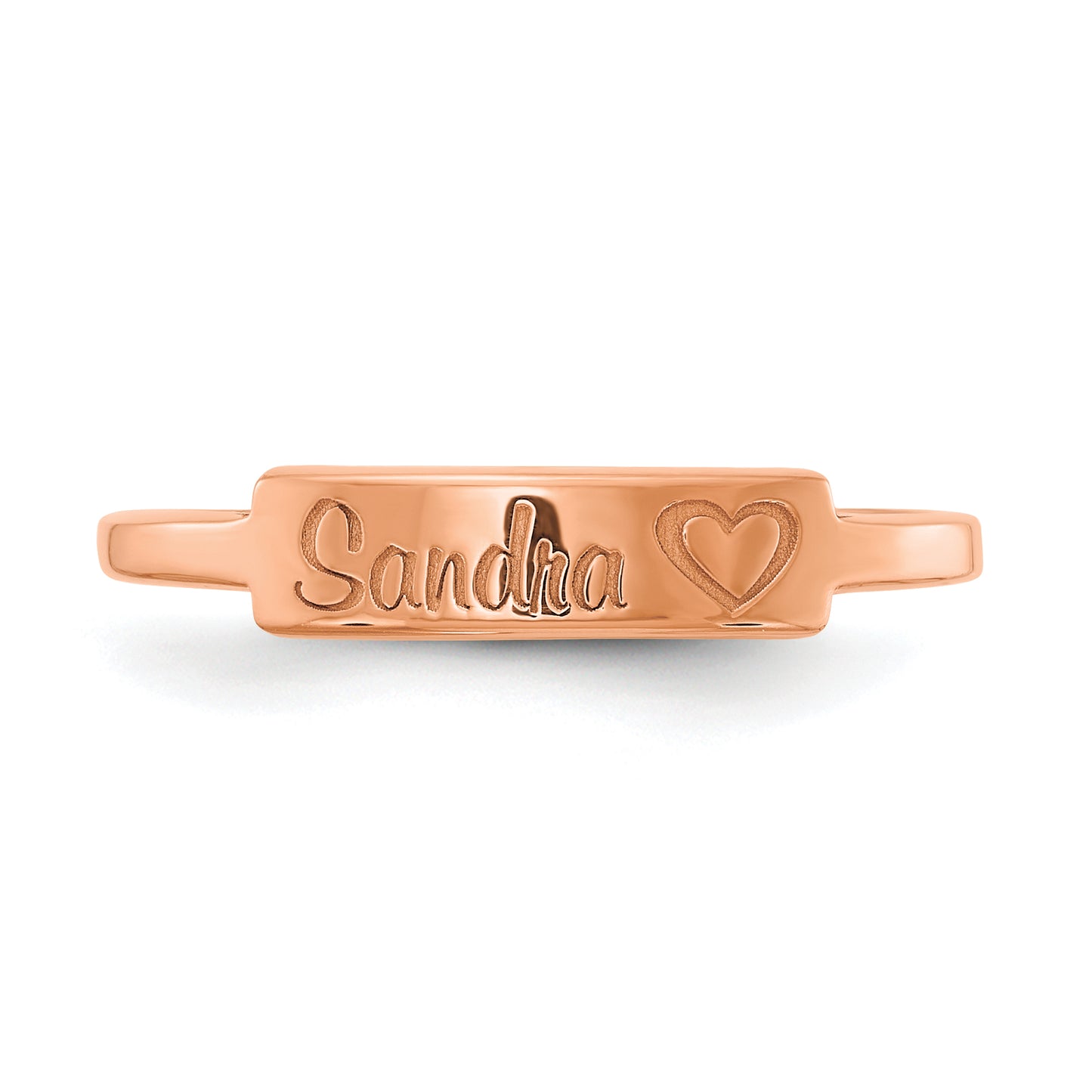 14K Rose Gold Personalized Name Bar Ring