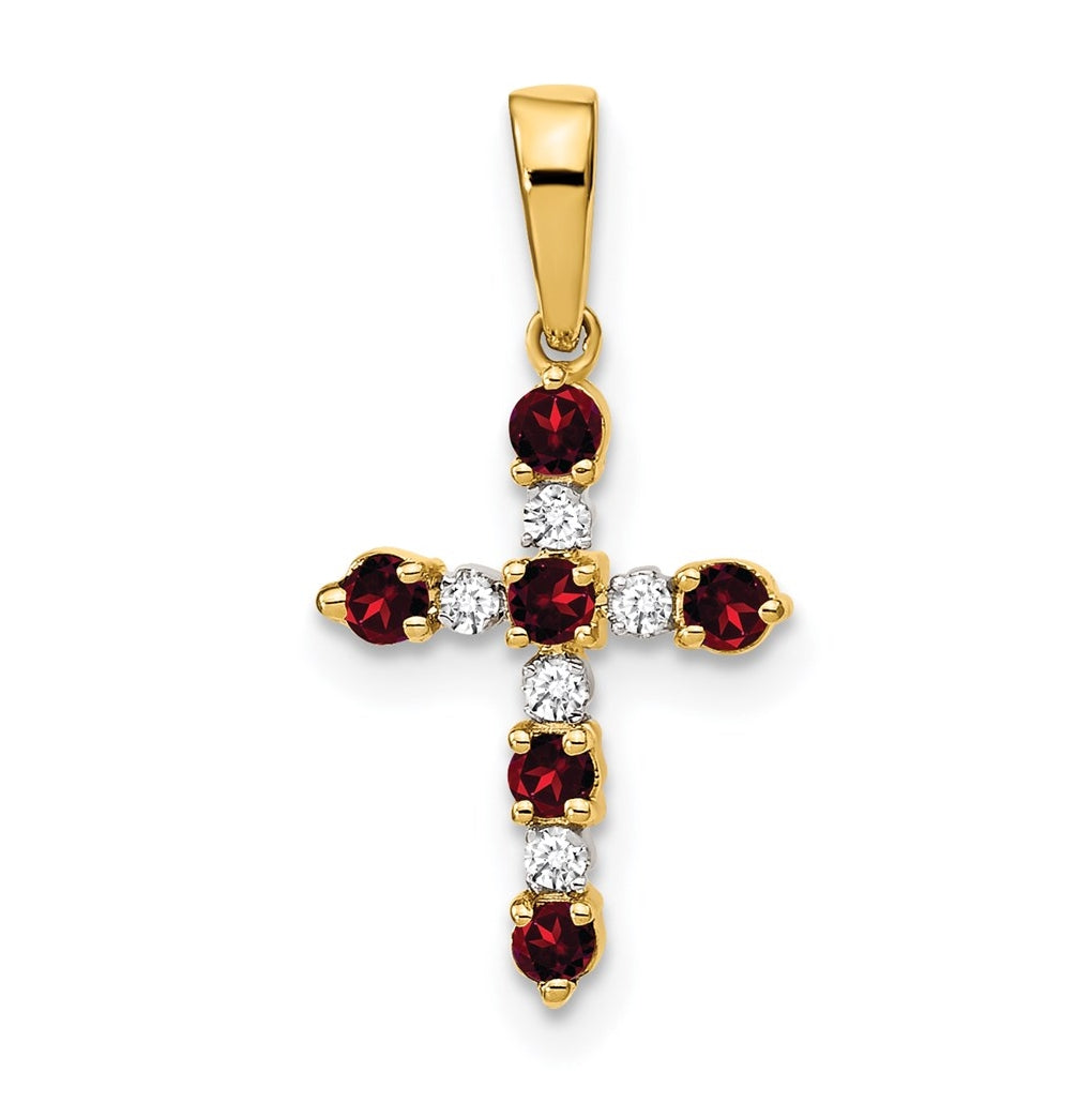 14K Yellow Or White Gold Diamond Cross Pendant