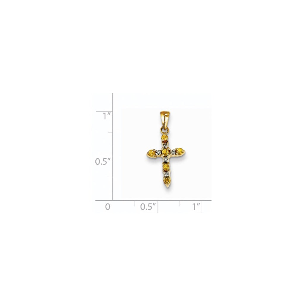 14K Yellow Or White Gold Diamond Cross Pendant