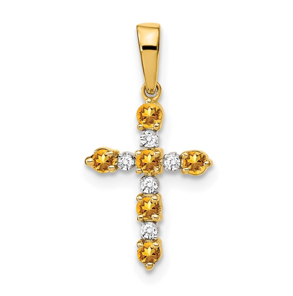 14K Yellow Or White Gold Diamond Cross Pendant