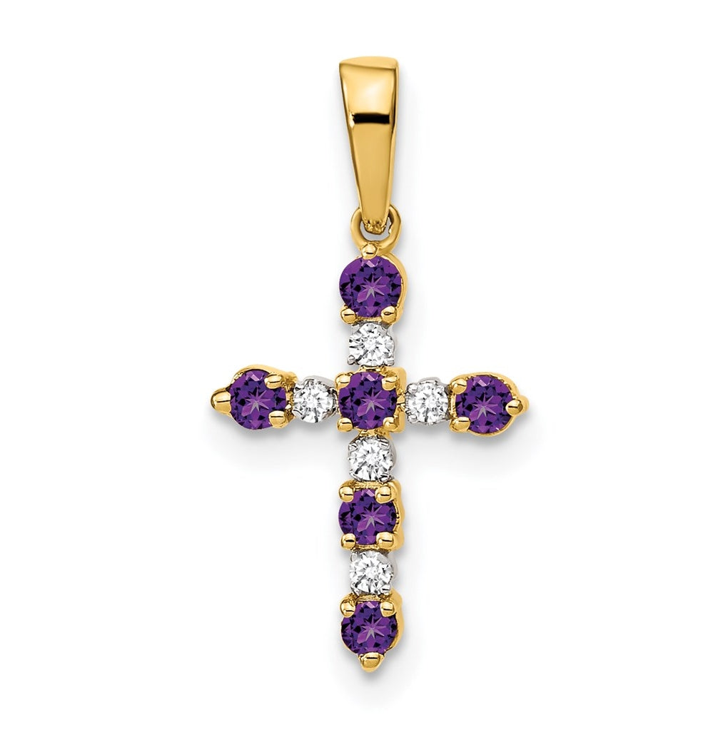 14K Yellow Or White Gold Diamond Cross Pendant