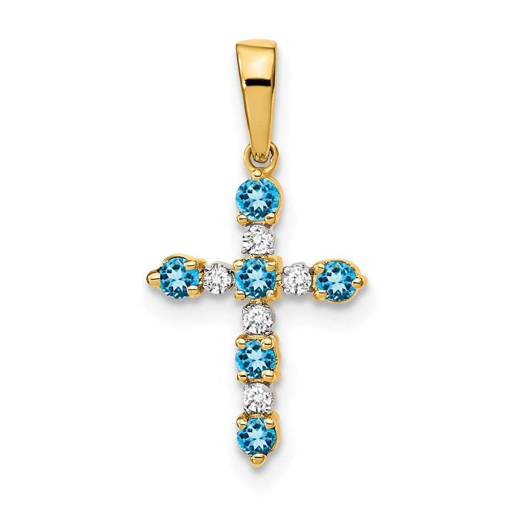 14K Yellow Or White Gold Diamond Cross Pendant