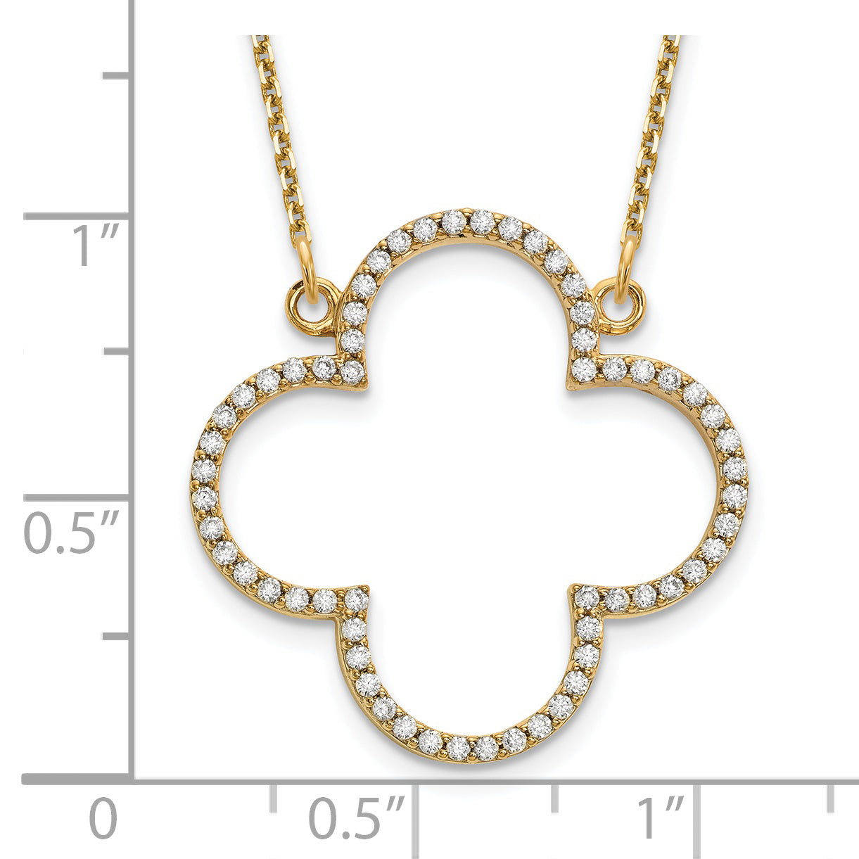 14K Yellow Gold Medium Necklace Diamond Quatrefoil Design