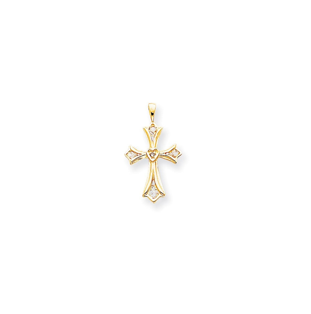 14K Yellow Gold A Diamond cross pendant – Elegant Jewelry Gift for Birthday, Anniversary, Engagement, Wedding