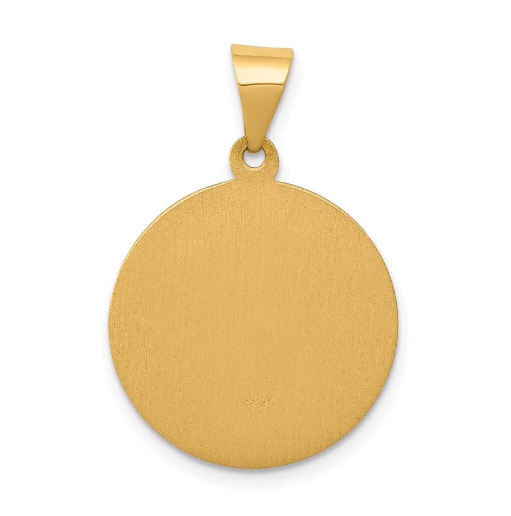 14K Yellow Gold Polished and Satin St Theresa Medal Hollow Pendant – Elegant Jewelry Gift for Birthday, Anniversary, Engagement, Wedding