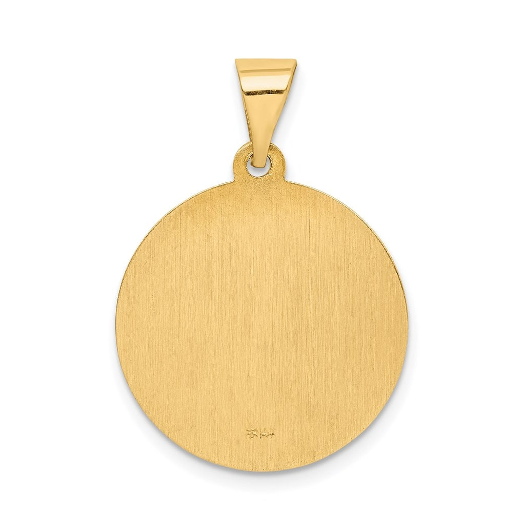 14K Yellow Gold Hollow Polished/Satin Spanish Perpetuo Socorro Medal – Elegant Jewelry Gift for Birthday, Anniversary, Engagement, Wedding