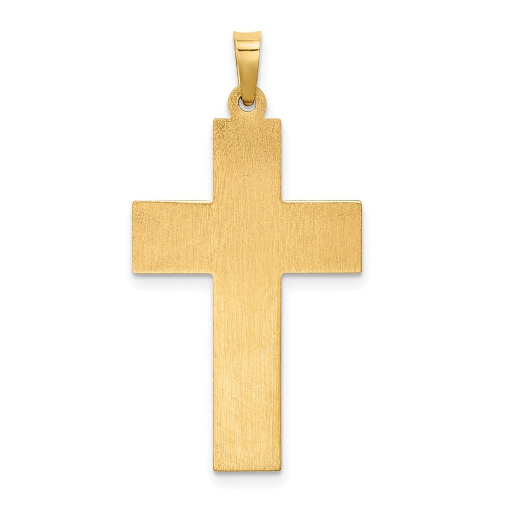 14K Two-Tone Gold Hollow Polished Rope Edge Latin Crucifix – Elegant Jewelry Gift for Birthday, Anniversary, Engagement, Wedding