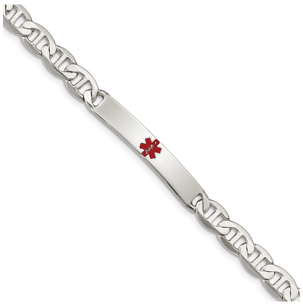 Sterling Silver Polished Medical Anchor Link ID Bracelet – Elegant Jewelry Gift for Birthday, Anniversary, Engagement, Wedding