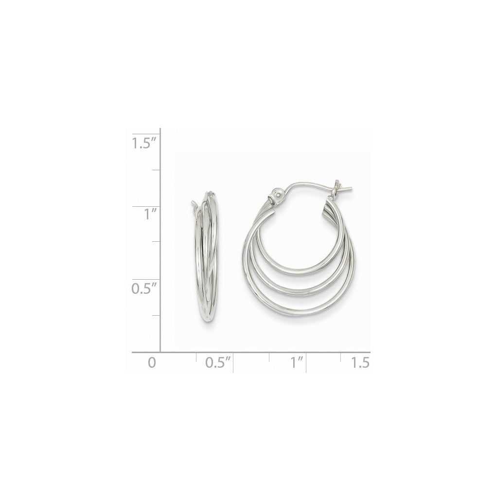 14k White Gold Triple Hoop Earrings – Elegant Jewelry Gift for Birthday, Anniversary, Engagement, Wedding