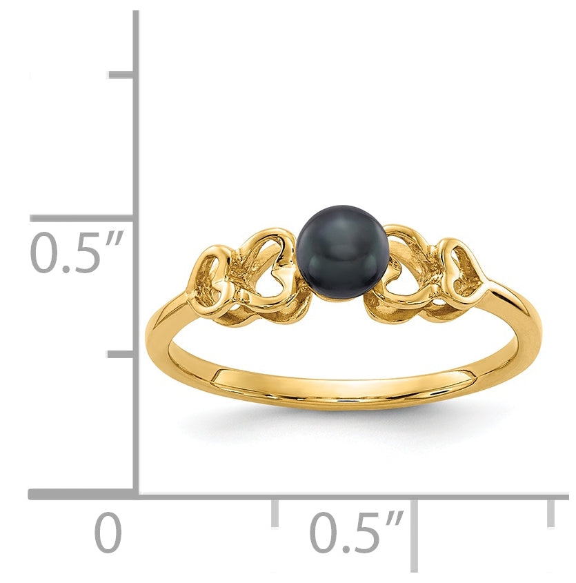 14K Yellow Gold 4mm Black FW Cultured Pearl ring