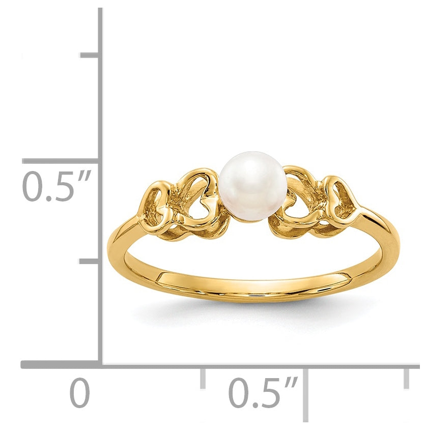 14K Yellow Gold 4mm FW Cultured Pearl Ring