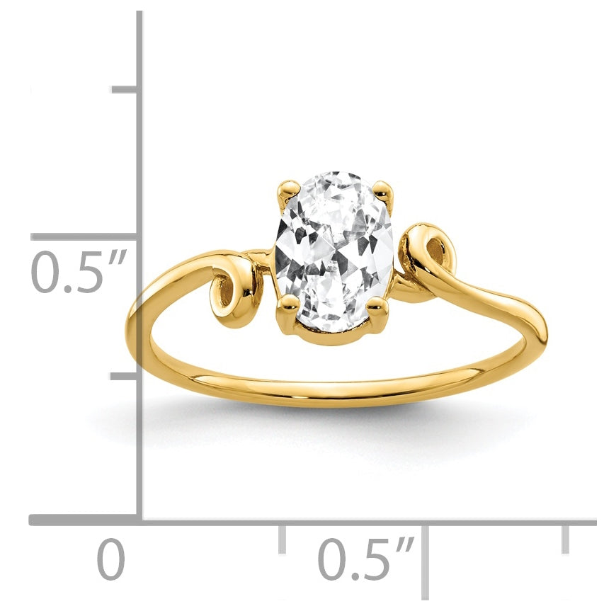 14K Yellow Gold 7x5mm Oval Cubic Zirconia ring