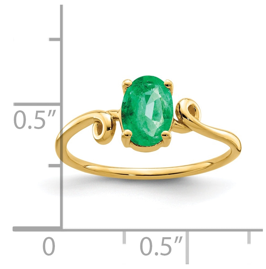 14K Yellow Gold 7x5 mm Oval Emerald ring
