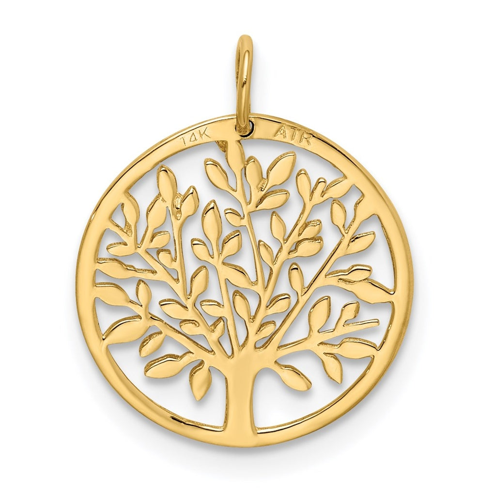 14K Yellow Gold Round Tree Pendant – Elegant Jewelry Gift for Birthday, Anniversary, Engagement, Wedding