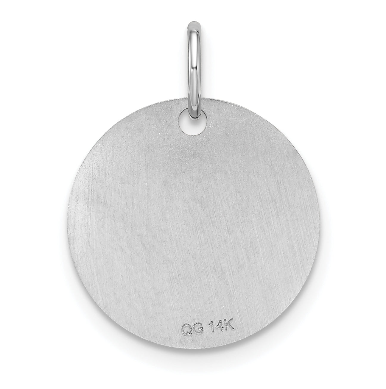 14K White Gold Polished Black Enamel Letter G Initial Disk Charm