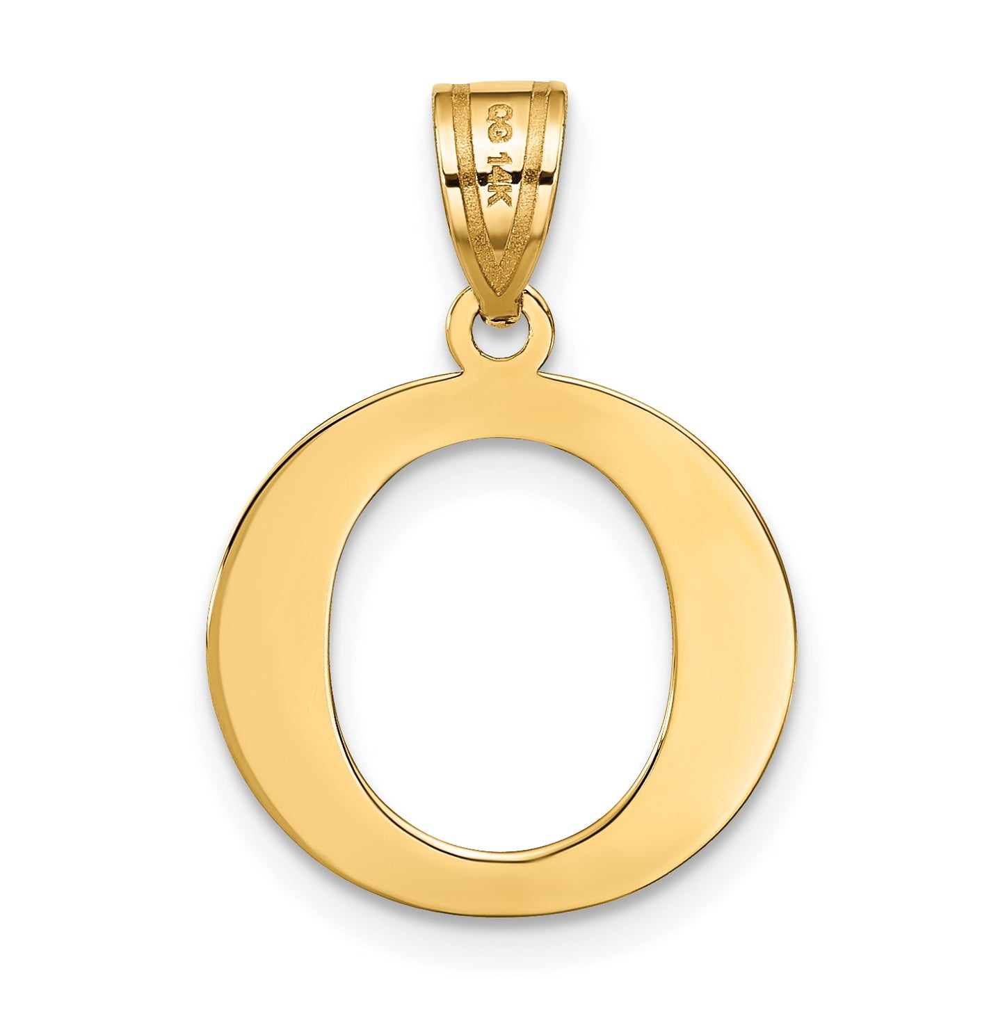 14K Yellow Gold Polished Etched Letter O Initial Pendant
