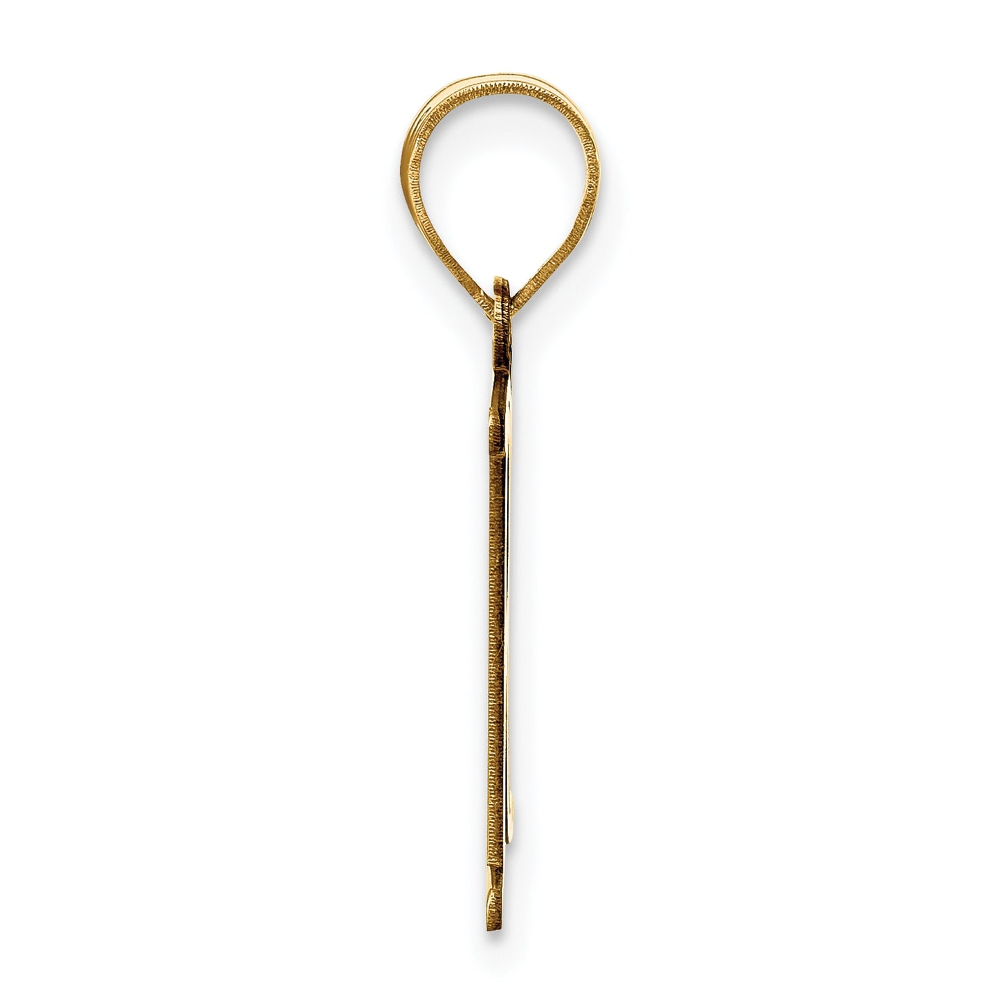 14K Yellow Gold Polished Etched Letter R Initial Pendant