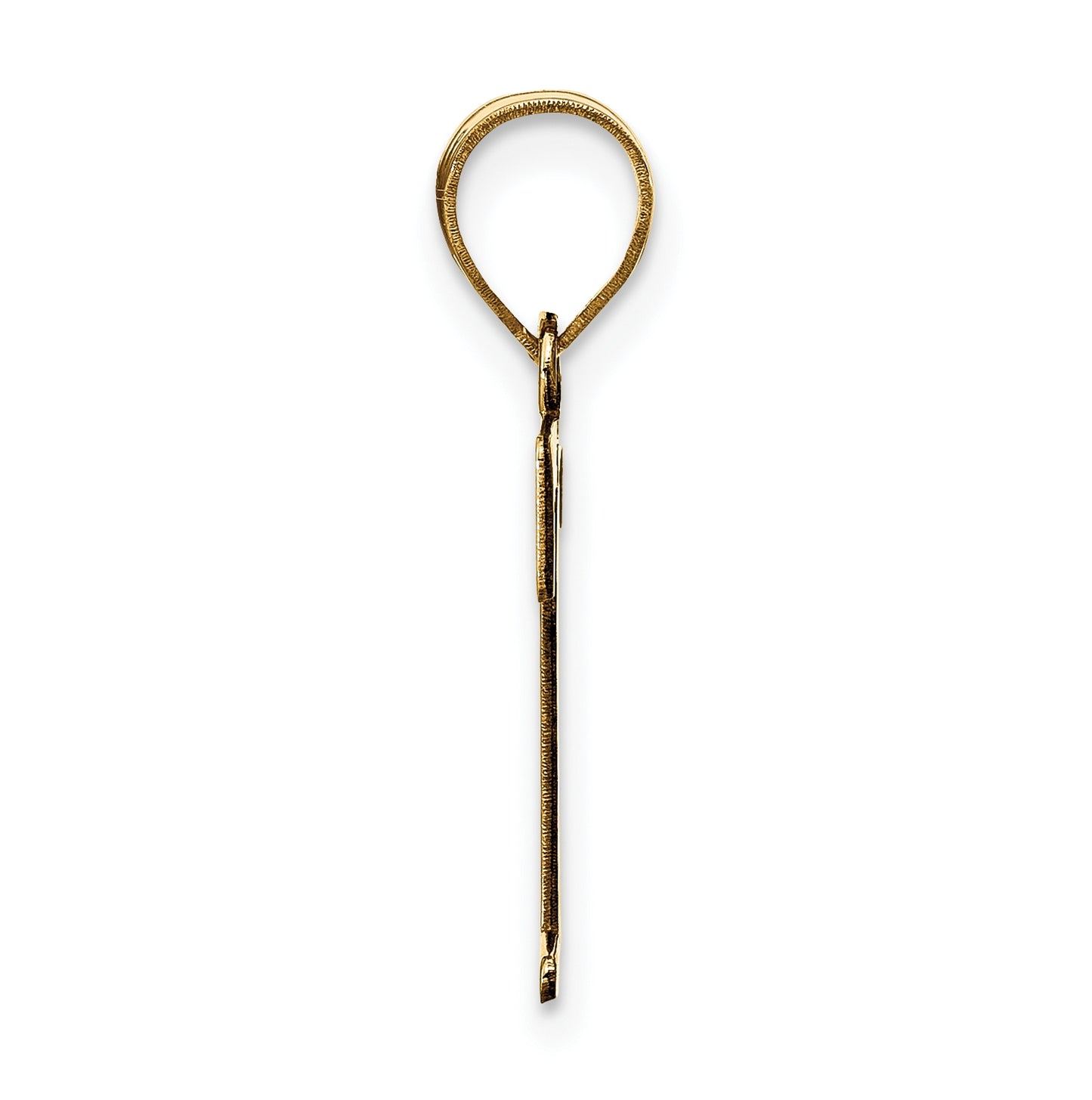 14K Yellow Gold Polished Etched Letter T Initial Pendant