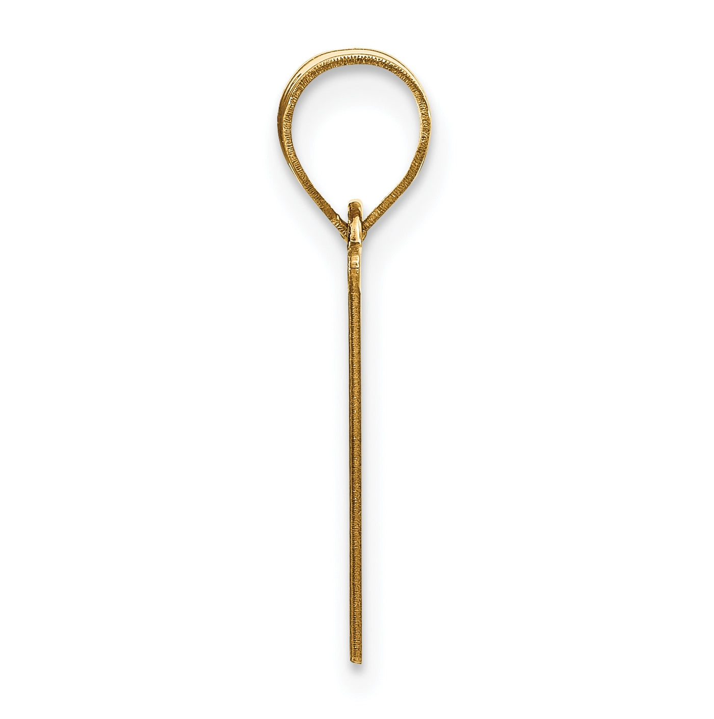 14K Yellow Gold Polished Etched Letter V Initial Pendant