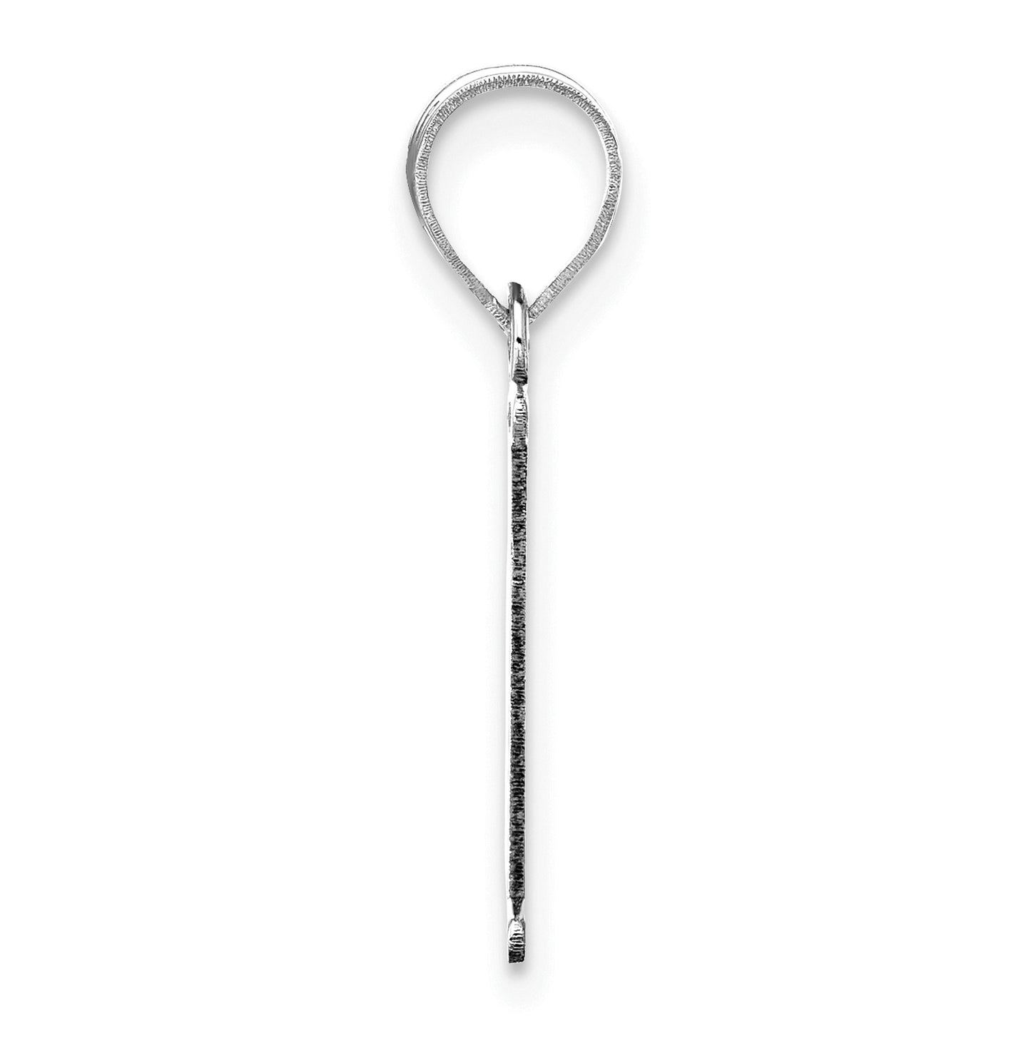 14K White Gold Polished Etched Letter E Initial Pendant