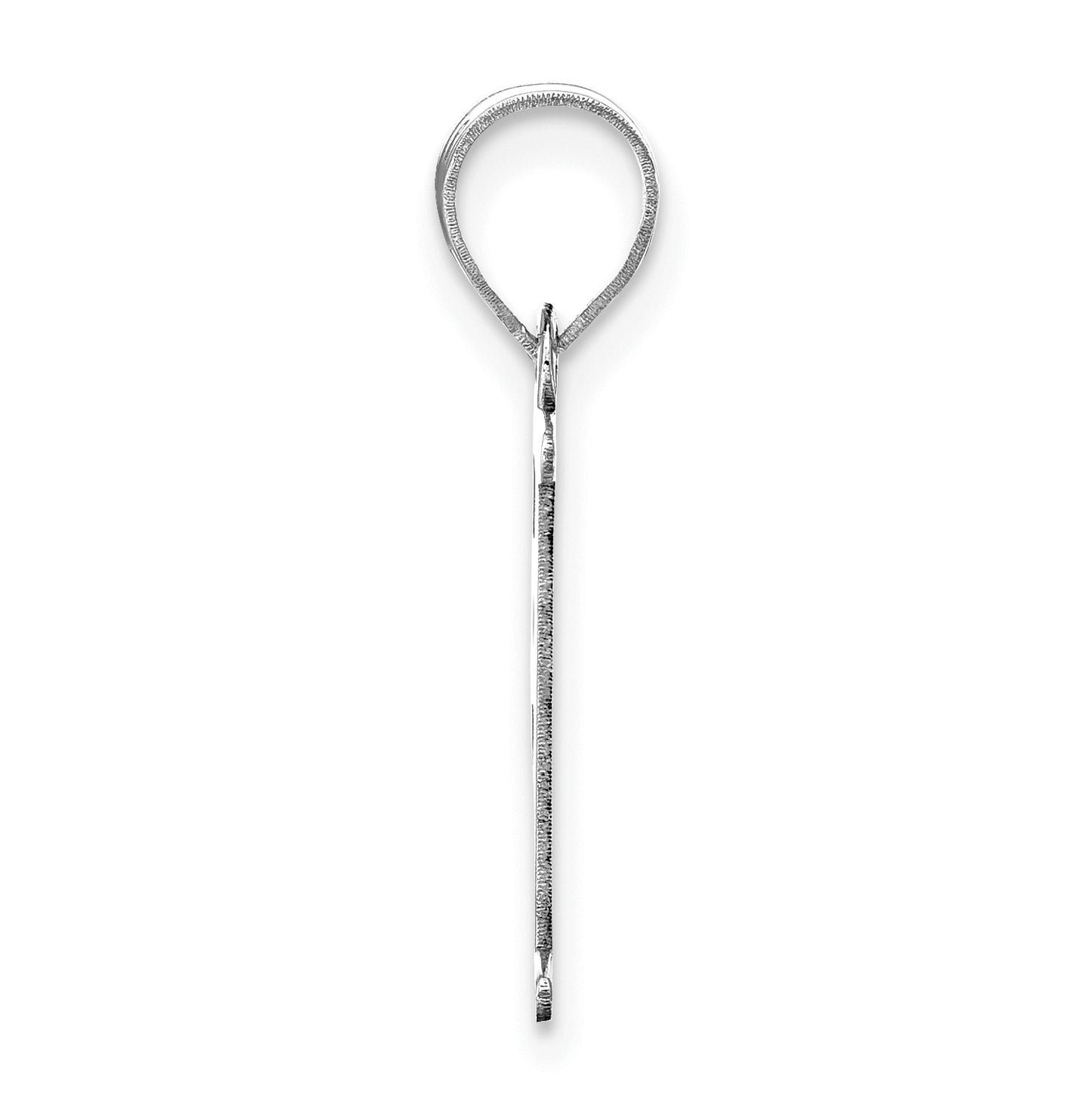 14K White Gold Polished Etched Letter F Initial Pendant