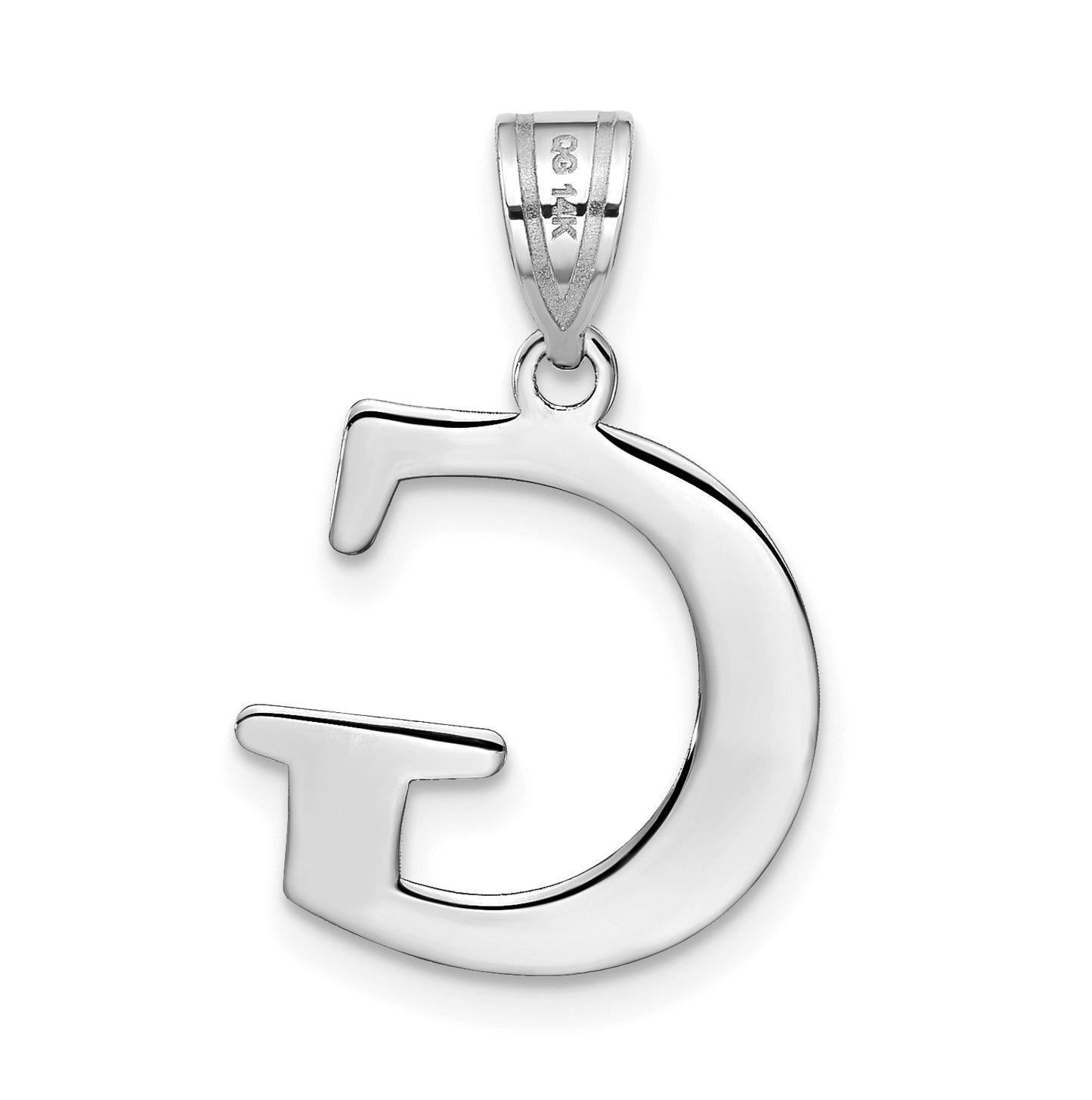 14K White Gold Polished Etched Letter G Initial Pendant