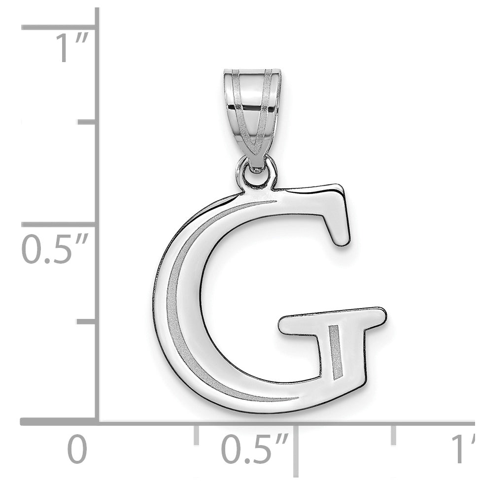 14K White Gold Polished Etched Letter G Initial Pendant