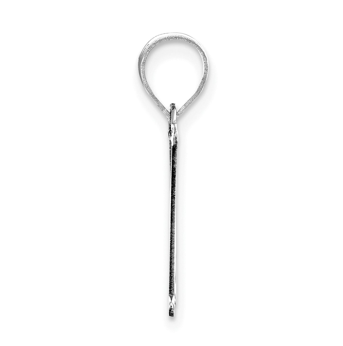 14K White Gold Polished Etched Letter H Initial Pendant