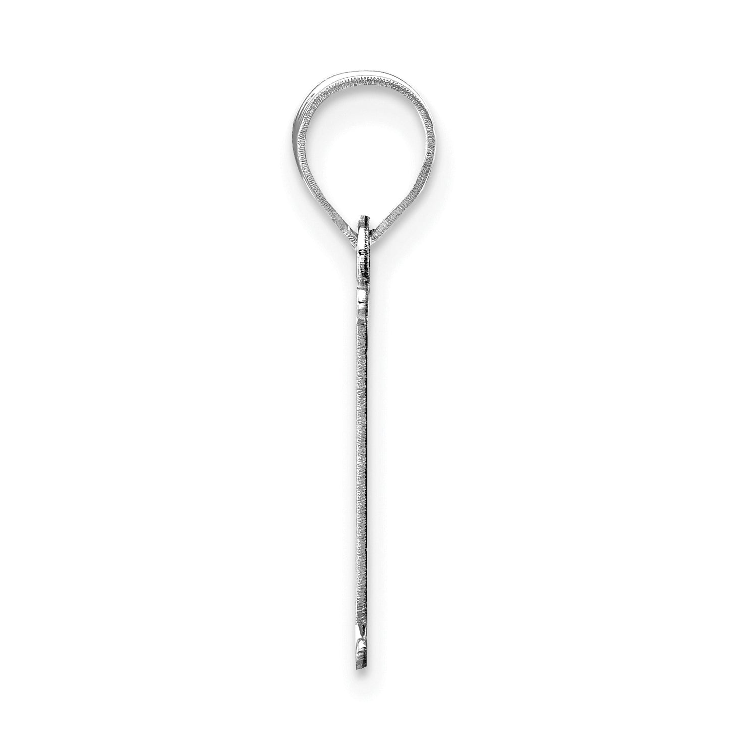 14K White Gold Polished Etched Letter I Initial Pendant