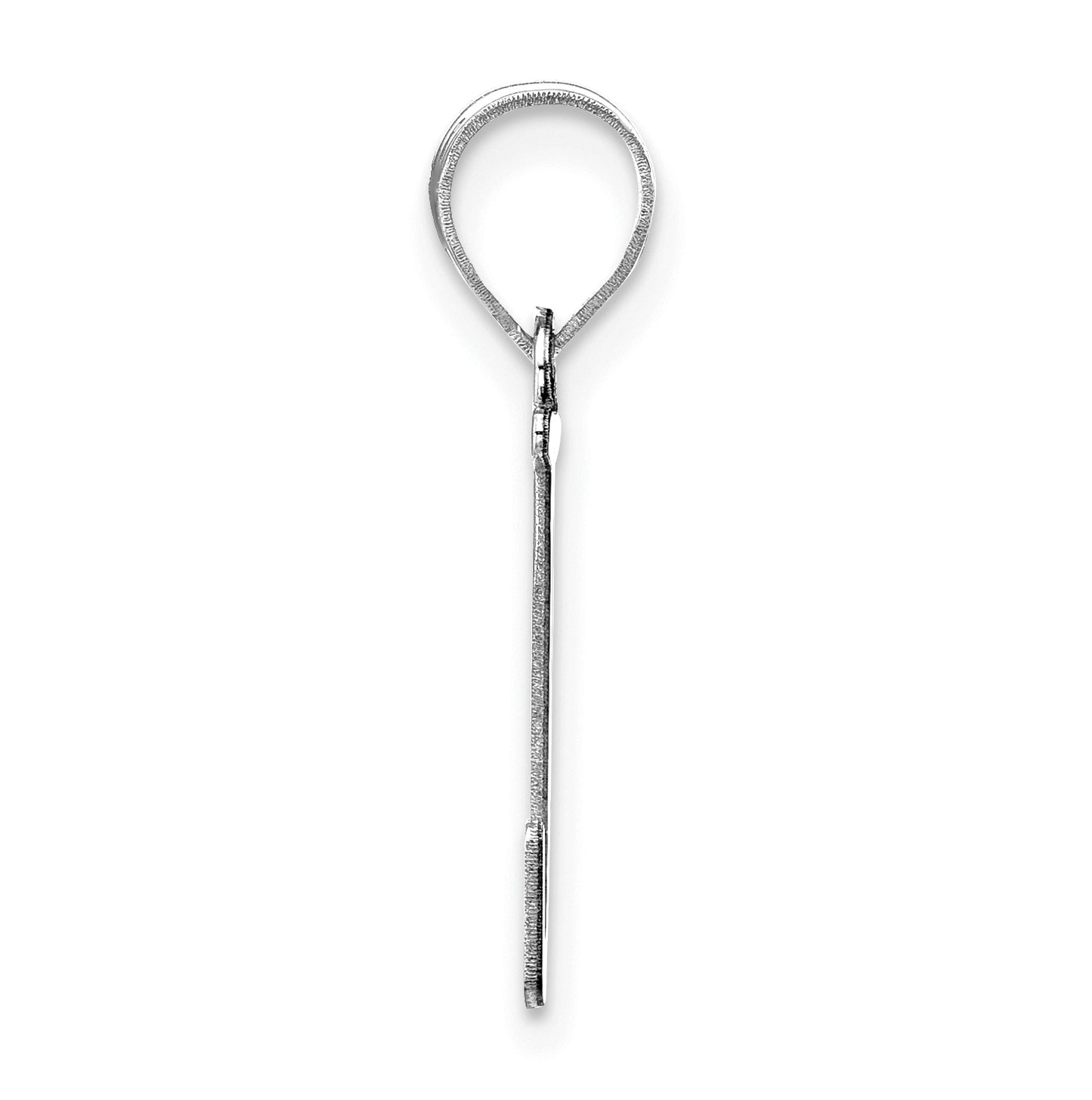 14K White Gold Polished Etched Letter J Initial Pendant