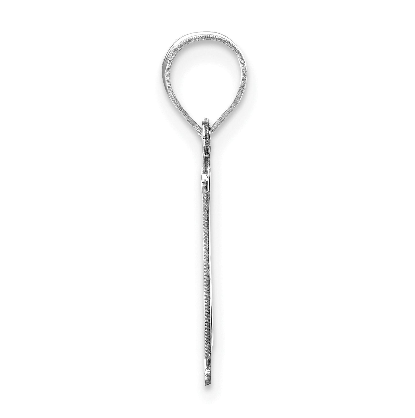 14K White Gold Polished Etched Letter K Initial Pendant