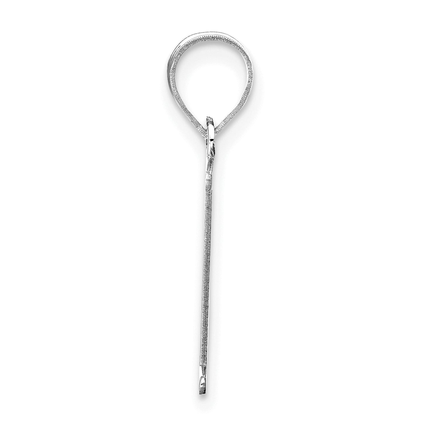 14K White Gold Polished Etched Letter L Initial Pendant