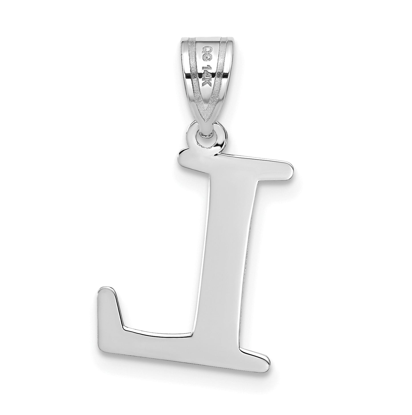 14K White Gold Polished Etched Letter L Initial Pendant