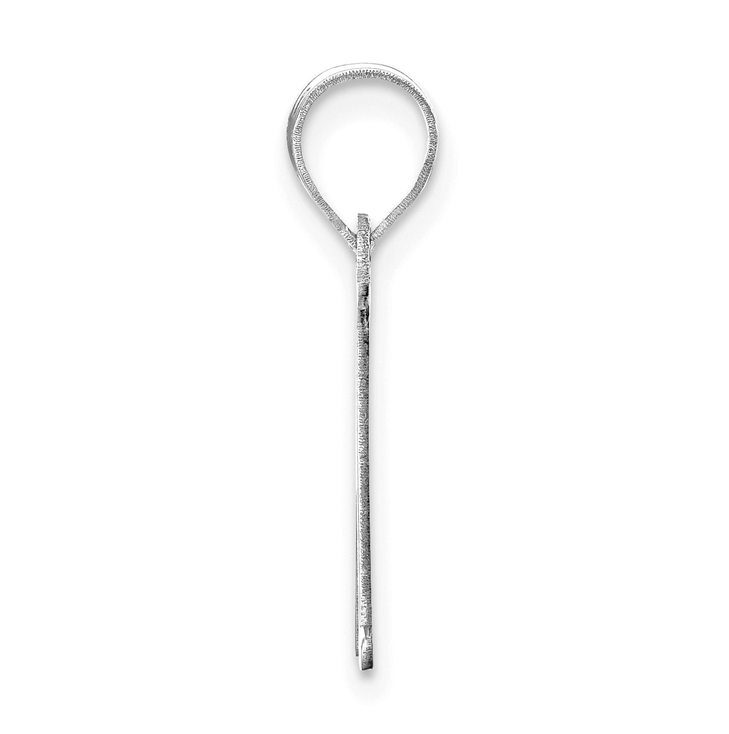 14K White Gold Polished Etched Letter M Initial Pendant