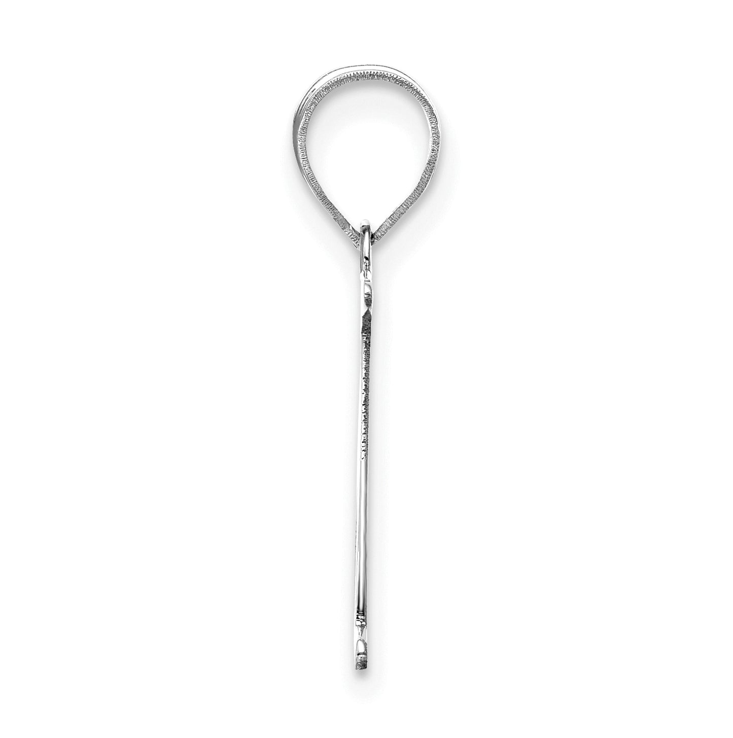 14K White Gold Polished Etched Letter N Initial Pendant