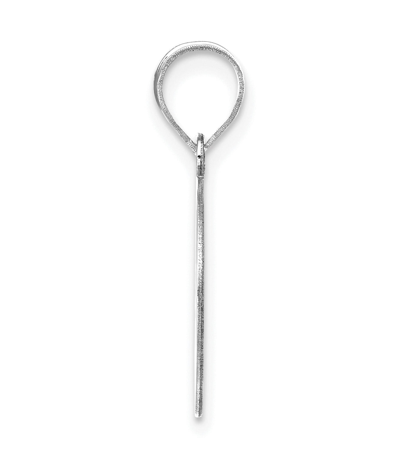 14K White Gold Polished Etched Letter O Initial Pendant