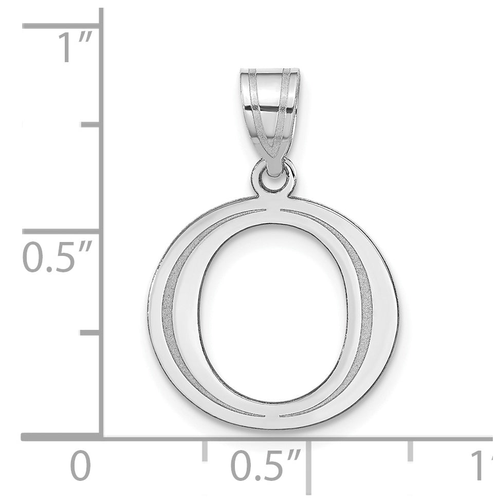 14K White Gold Polished Etched Letter O Initial Pendant