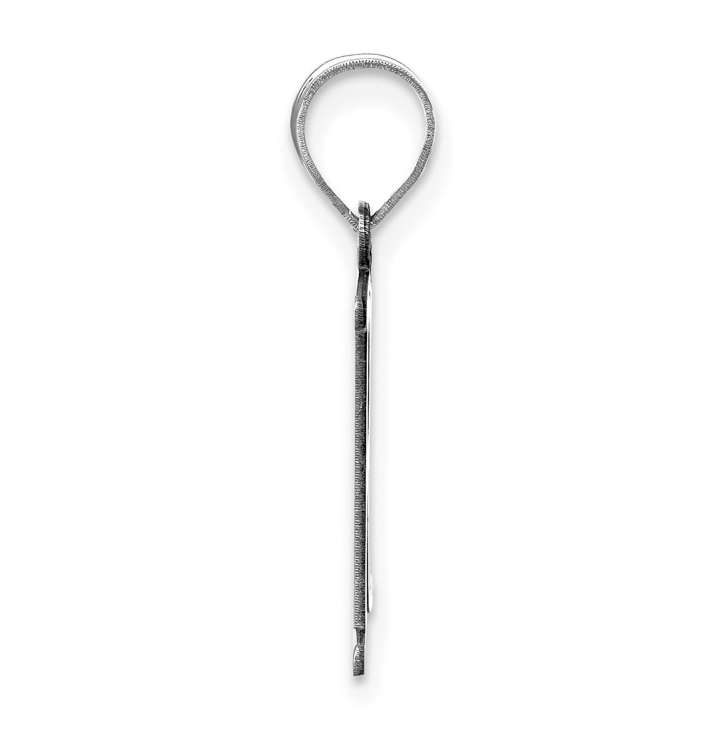 14K White Gold Polished Etched Letter R Initial Pendant